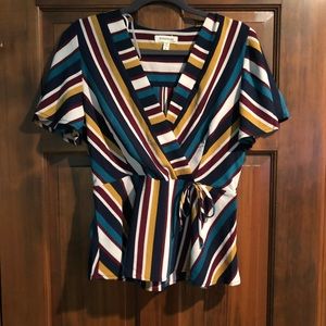 Striped Wrap Blouse